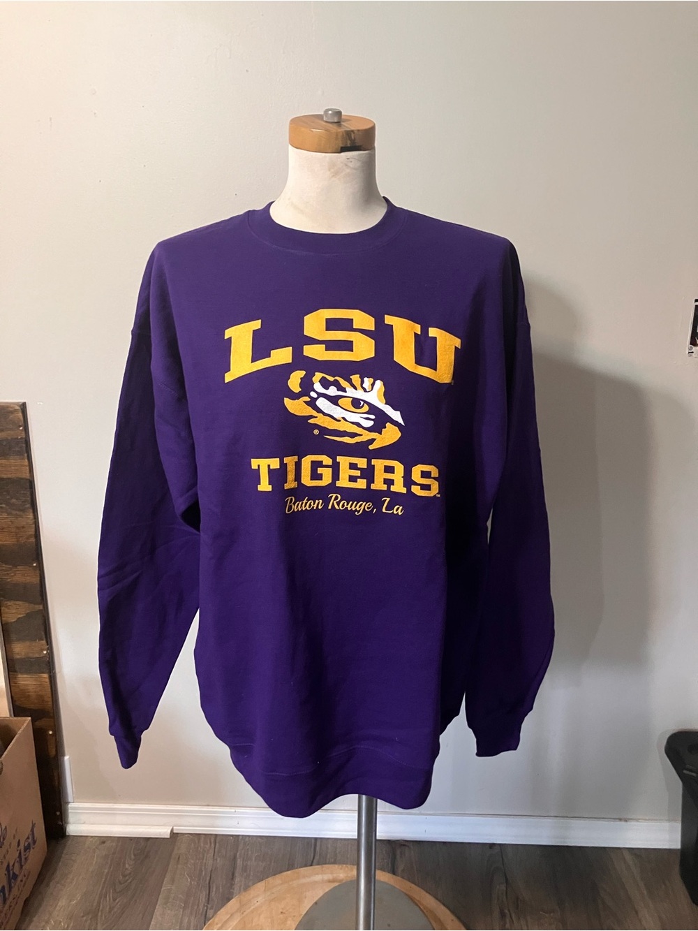 Hanes Purple LSU Tigers Crewneck with Gold Logo